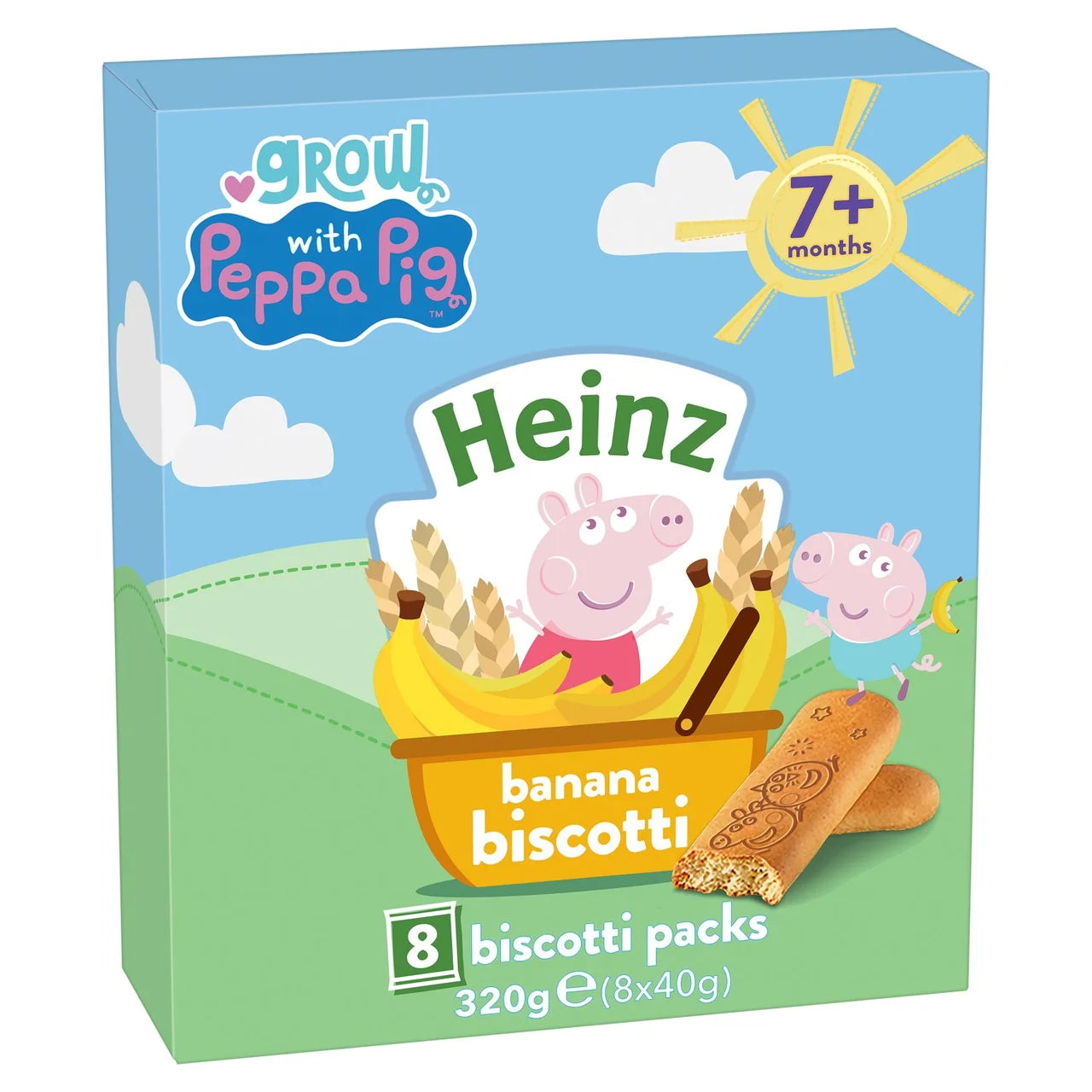 Heinz Peppa Pig Banana Biscotti Baby Snack Multipack 7+ Months 8 x 40g