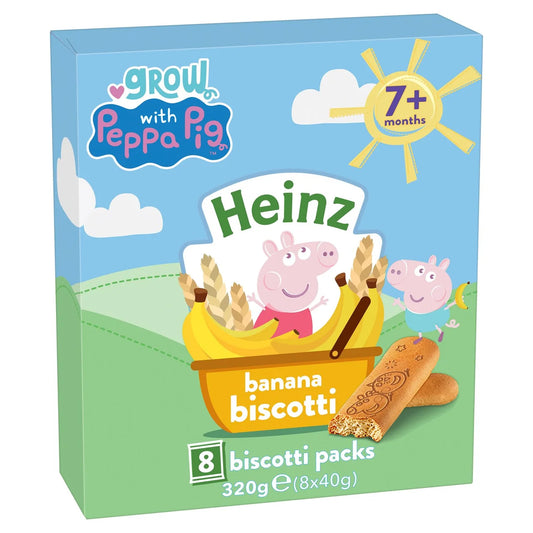 Heinz Peppa Pig Banana Biscotti Baby Snack Multipack 7+ Months 8 x 40g