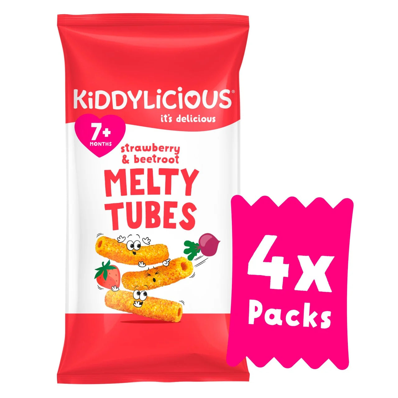 Kiddylicious Strawberry & Beetroot Melty Tubes Multipack 7+ Months 4 x 10g