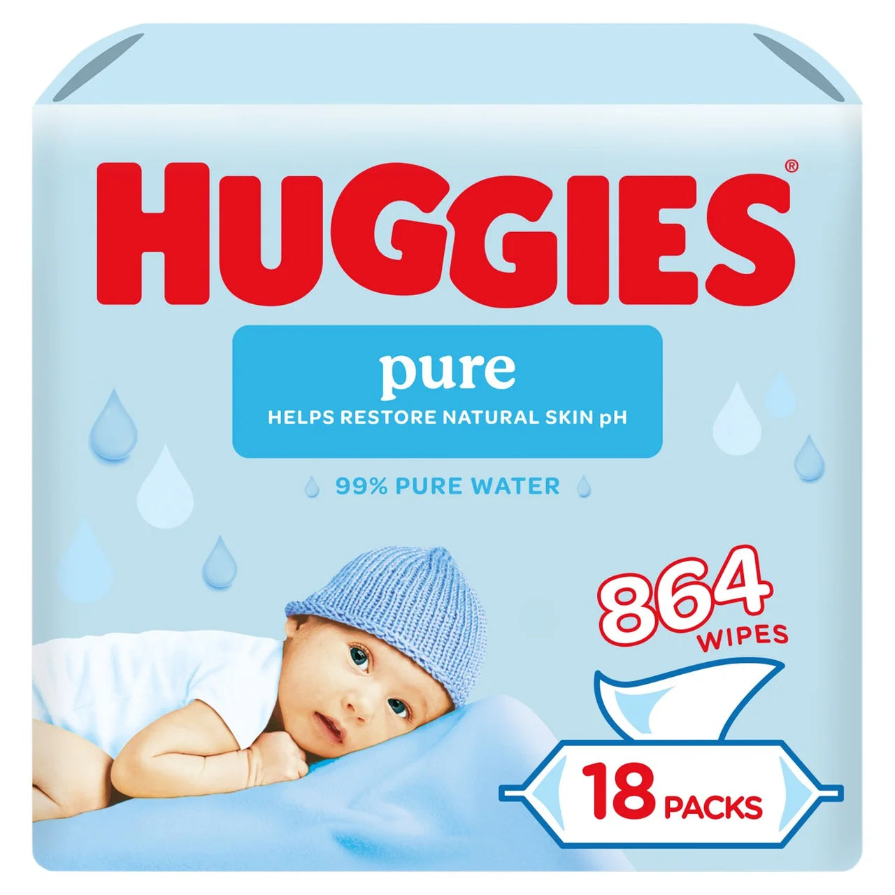Huggies Pure Baby Wipes 18 Pack