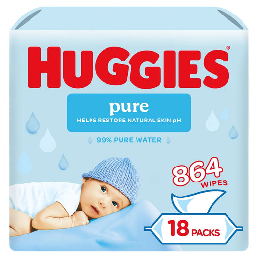 Huggies Pure Baby Wipes 18 Pack