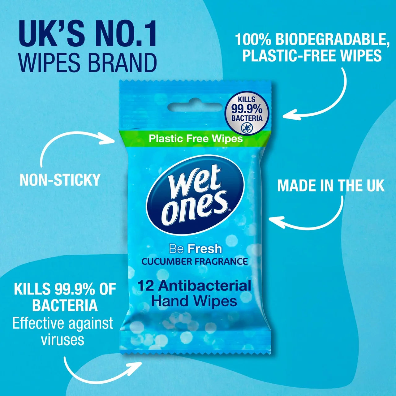 Wet Ones Be Fresh Biodegradable Antibacterial wipes