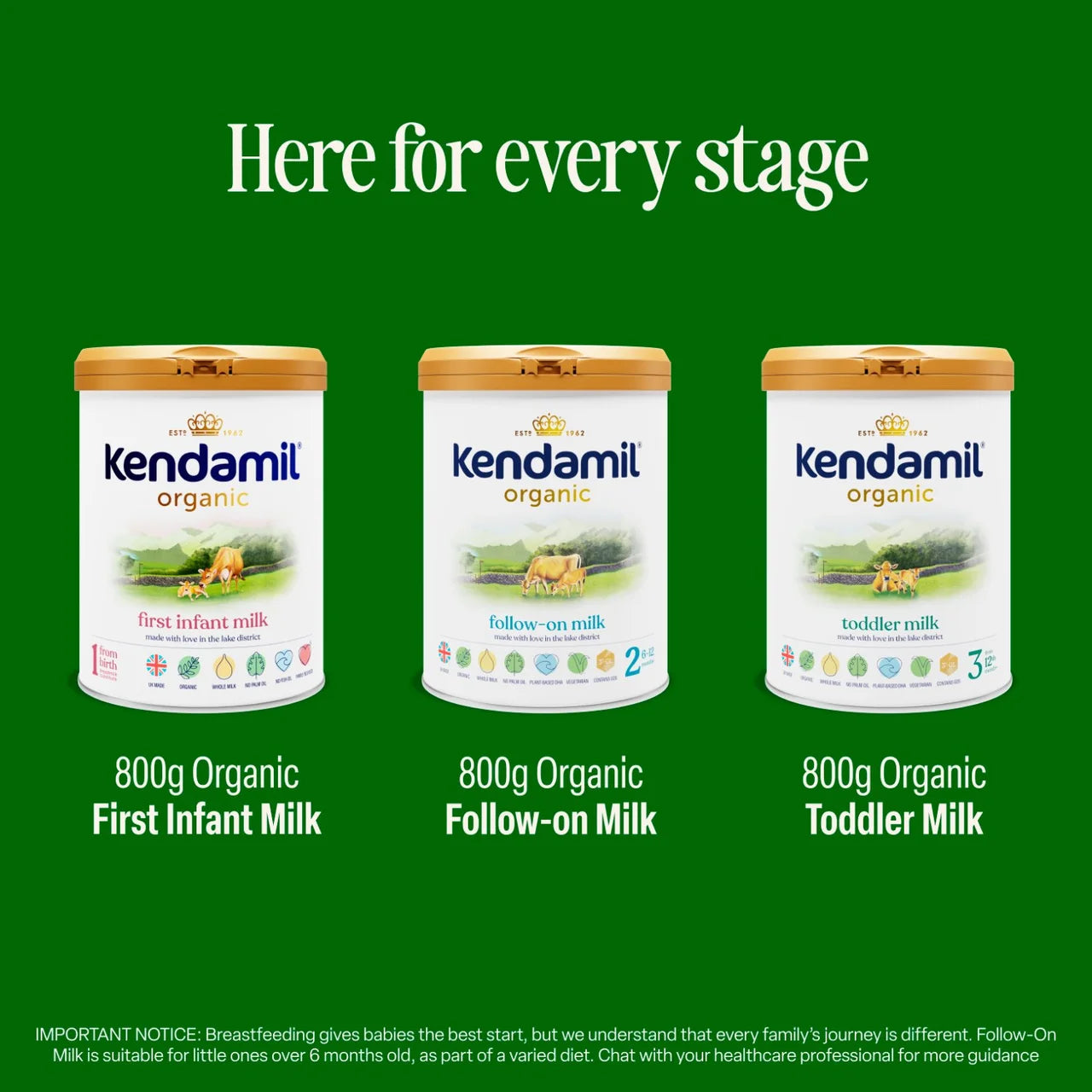 Kendamil Organic 1 First Infant Milk Powder, From Birth 800g
