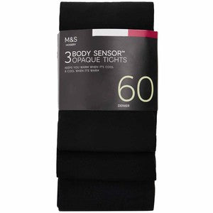 M&S Womens 60 Denier Body Sensor Tights, Size XL, Black