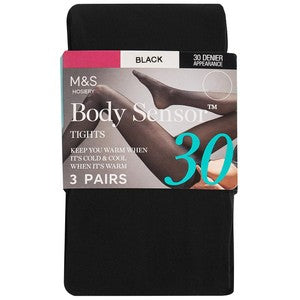 M&S Collection 30 Denier Body Sensor Tights, Small, Black
