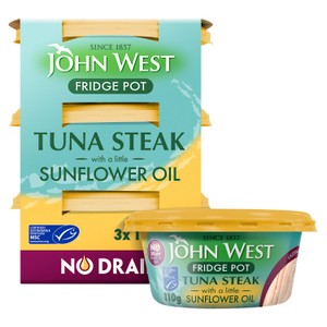 John West No Drain Fridge Pot Tuna Steak with a Little Sunflower Oil 3x110g