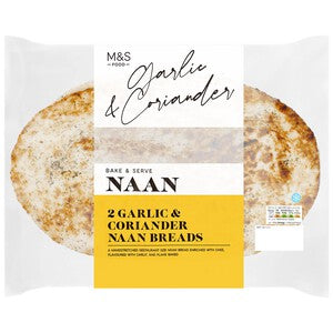 M&S Bake & Serve 2 Garlic & Coriander Naan Breads