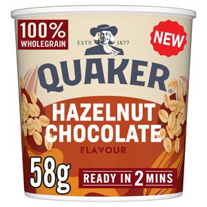 Quaker Heavenly Oats Hazelnut Chocolate Porridge Cereal Pot