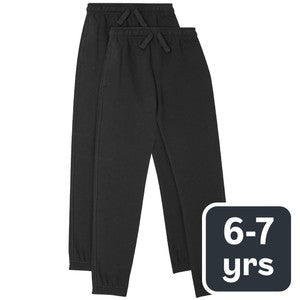 M&S Unisex Regular Fit Joggers, 6-7 Years, Black