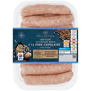 M&S Collection British 12 Pork Chipolatas