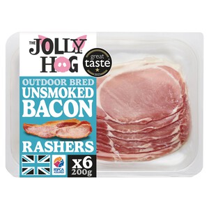 The Jolly Hog 6 Unsmoked Dry Cured Back Bacon Rashers