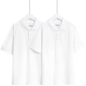 M&S Unisex Regular Polo, 4-5 Years, White