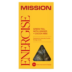 MISSION Energise Green Tea Bags with Cocoa Nibs + Ginger