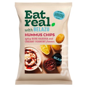 Eat Real with Belazu Rose Harissa & Natural Yogurt Hummus Chips