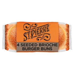 St Pierre Sliced Seeded Brioche Burger Buns