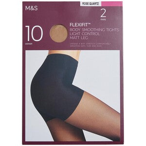 M&S 10 Denier Light Control Sheer Tights, Medium, 2 Pack, Rose Quartz