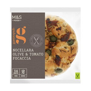 M&S Gastropub Olive Semi-dried Tomato Rosemary & Sea Salt Focaccia Side
