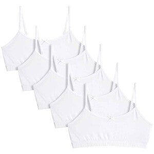 M&S Collection Cotton Rich Crop Tops, 13-14 Years, 5 Pack, White