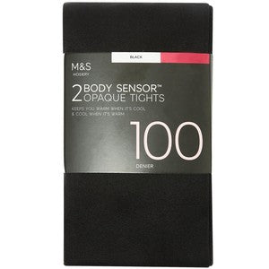 M&S Womens 100 Denier Body Sensor Tights, Size M, Black