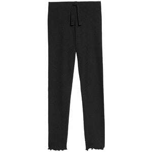 M&S Plain Ribbed Cotton Leggings, 4-5 Years, Black