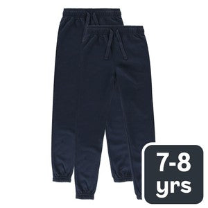 M&S Kids Cotton-Rich Joggers, 7-8 Years, Navy