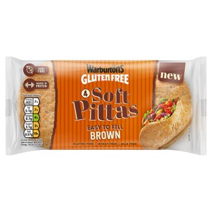 Warburtons Gluten Free 4 Soft Brown Pittas