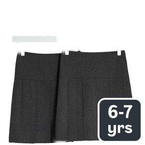 M&S 2Pk Pleated Skirt, 6-7 Years, Grey