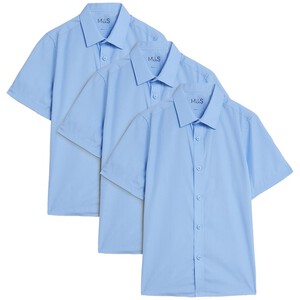 M&S Boys 3 Pack Regular Fit Shirt, 11-12 Y