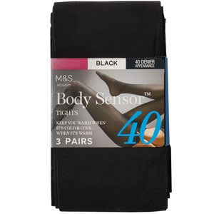 M&S Womens 40 Denier Body Sensor Tights, Size L, Black