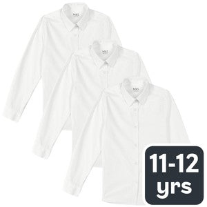 M&S Girls' Slim Fit Easy to Iron Blouses, Size 11-12, White