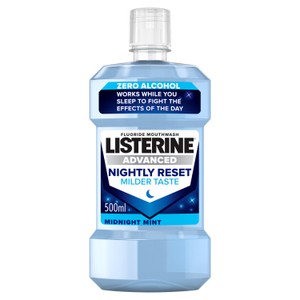 Listerine Advanced Nightly Reset Mouthwash Milder Taste Zero Alcohol