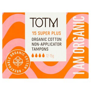 TOTM Organic Cotton Non-Applicator Tampons Super Plus