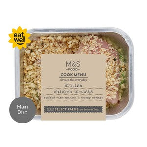 M&S Cook Menu 2 Chicken Breasts Stuffed with Spinach & Ricotta