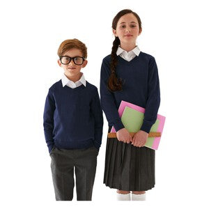M&S Pure Cotton School Jumper, 8-9 Years, Navy