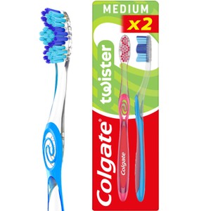 Colgate Twister Fresh Medium Manual Toothbrush Twin Pack