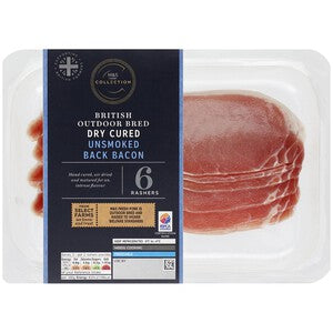 M&S Collection Outdoor Bred 6 Dry Cured Unsmoked Back Bacon Rashers