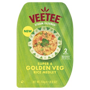 Veetee Super 6 Golden Veg Microwavable Rice Medley
