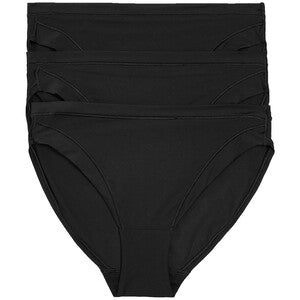 M&S Modal High Leg Knickers, 3 Pack, 12, Black