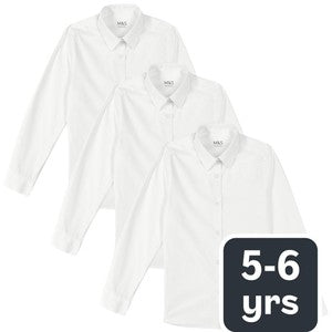 M&S Girls' Slim Fit Easy to Iron Blouses, Size 5-6 Years, White