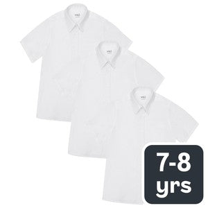 M&S Girls Easy Iron School Blouses, 7-8 Years, White