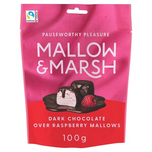 Mallow & Marsh Raspberry Marshmallows Coated in 70% Dark Chocolate