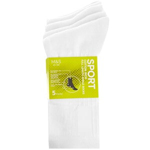 M&S Mens Cool & Fresh Sports Socks, Size 6-8.5, White