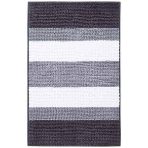 M&S Quick Dry Stripe Bobble Bath Mat Charcoal