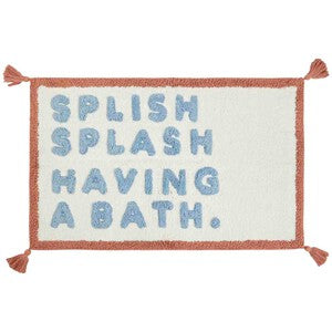 M&S Pure Cotton Splish Splash Tassel Bath Mat, Blue