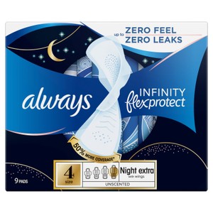 Always Infinity Sanitary Towels Pads Secure Night - Size 4