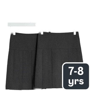 M&S 2Pk Pleated Skirt, 7-8 Years, Grey