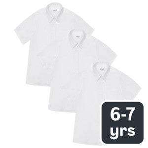 M&S Girls Easy Iron School Blouses, 6-7 Years, White
