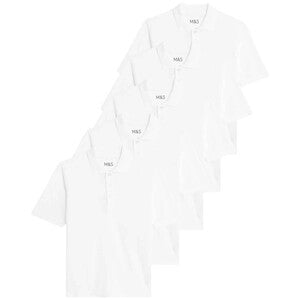 M&S Unisex Polo Shirt, 4-5 Years, White