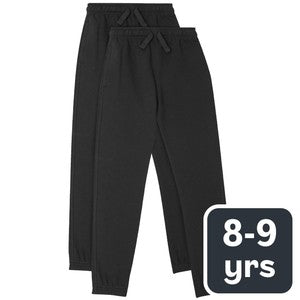 M&S Unisex Regular Fit Joggers, 8-9 Years, Black