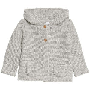 M&S Hooded Chunky Cardigan, 6-9 Months, Grey Marl